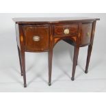 George III design crossbanded mahogany bowfront sideboard, on square tapered legs,