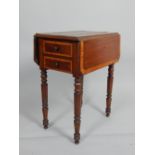 19th century mahogany and satinwood banded drop leaf table,