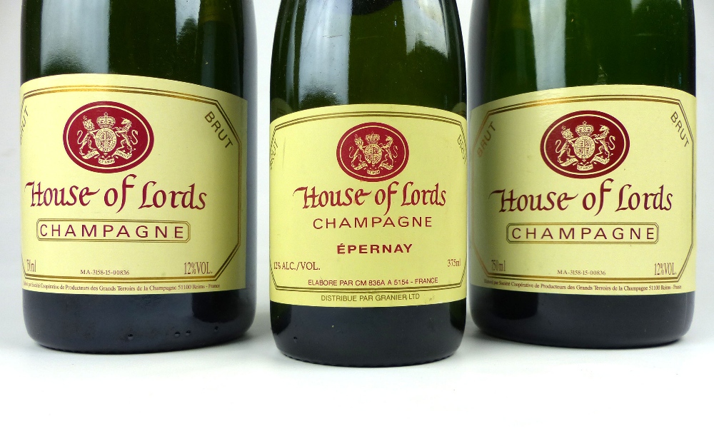 Three bottles (two 75cl one 37cl) House of Lords Brut Champagne. - Image 3 of 8