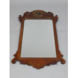 George III mahogany framed fretwork wall mirror,