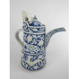 Chinese blue and white porcelain teapot, decorated with bands of animals and flowers,