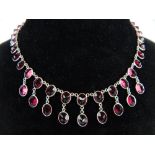 Silver and red crystal necklace,