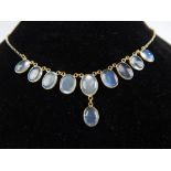 14ct yellow gold Moonstone necklace,