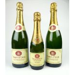 Three bottles (two 75cl one 37cl) House of Lords Brut Champagne.