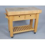 20th century beech and oak chopping block,