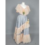 Handmade theatrical Victorian three piece dress, blue dupion,