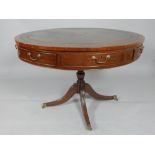 George III style mahogany drum table,