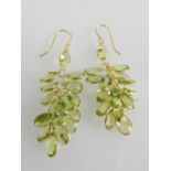 Pair of 14ct yellow gold Peridot cluster earrings