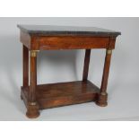 19th century Empire style marble top and mahogany side table,