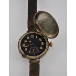 An early 20th century silver cased 'hunter' wristwatch,
