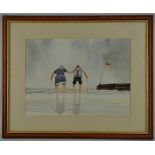 Contemporary British, watercolour on paper, untitled seaside scene, signed G Marler lower left,