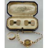 A ladies 1950's 9ct gold Majex wristwatch with plated strap,