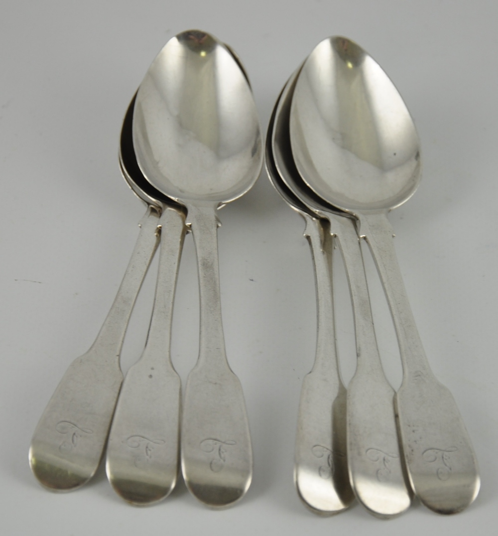 A set of six George IV silver table spoons London 1825 by William Eley,