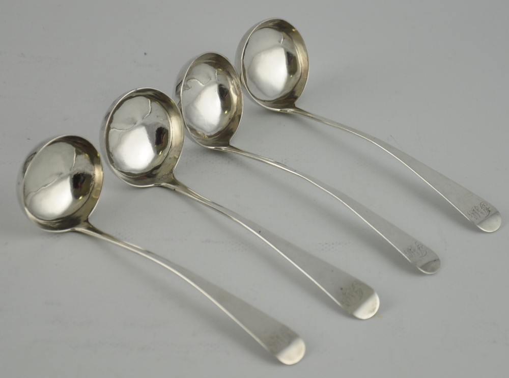 A rare set of four George III Scottish silver toddy ladles hallmarked Edinburgh 1807 by James McKay