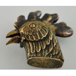 A brass cased vesta in the form of a cockeral's head