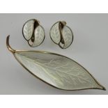 A David Andersen Norwegian silver gilt enamelled brooch modelled as a leaf,