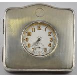 A large keyless wind 8 day pocket watch with subsidiary constant seconds dial at 6 with a silver
