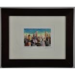 Framed limited edition print, New York Skyline, titled, numbered, and indistinctly signed in pencil,