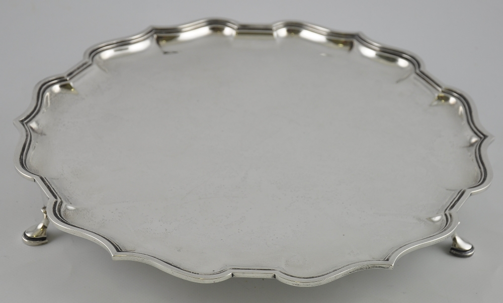 A large Art Deco silver salver by Elkington & Co.