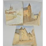 Three late 19th Century watercolours on paper: views of Chinon and Loches,