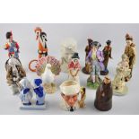 A quantity of decorative ceramic and resin figures, together with a bust of Elvis,