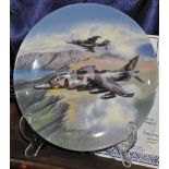 Fourteen various collector's plates, each depicting a World War Two aircraft,