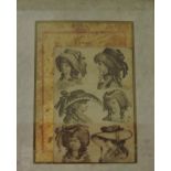 A set of four early 19th Century black and white fashion engravings in later gilt frames,
