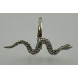 A silver and marcasite snake ring