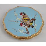 A 1950's Stratton gilt metal compact decorated with songbirds