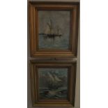 A pair of early 20th Century English School seascapes, oils on canvas, gilt framed.