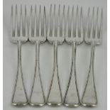 A set of five early Victorian silver table forks London 1844 by John & Henry Lias,