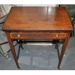 An Edwardian satinwood banded folding card table,