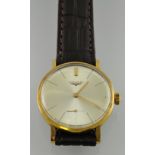 A vintage gentleman's gold plated Longines manual wind wristwatch,