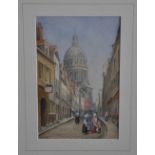 'The Hotel Bourgogn', framed watercolour, signed lower left 1894,