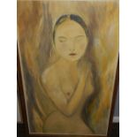 20th century school, Study of a Nude Young Woman, oil on canvas, unsigned. H: 98cm W: 58cm