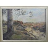 Baroness J. W. Bentinck-Speelman (1889-1938), Autumn Landscape, oil on canvas, unsigned. H: 32cm