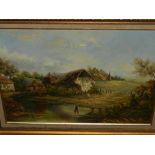 T. Rockford (20th century British school), A Bucolic Scene, oil on canvas, signed lower left. H: