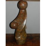 A Contemporary marble abstract figural study of Madonna and Child. H.56cm