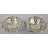 A pair of late Victorian oval pierced silver bon bon dishes, Hutton & Son,