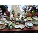 A quantity of assorted ceramics to include a Victorian muffin dish and cover, an Art Nouveau tureen,