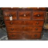 A Victorian mahogany chest fitted three ripple moulded drawers over three graduated long drawers,