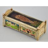 A late 19th/ early 20th Century possibly prisoner of war rectangular engraved bone box,