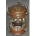 A copper and brass ship's lantern, bearing brass plaque 'Seahorse, GB, Trade Mark,