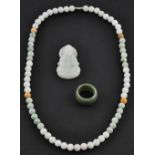 A Chinese light jade necklace,