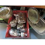 A quantity of plated tableware, trays, etc.