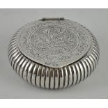 A 19th century Persian silver snuff box with all over engraved decoration, c.