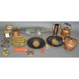 A miscellaneous quantity of brass, copper, and plated ware, etc.