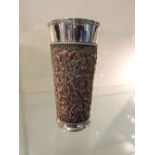 A 19th Century Indian embossed copper and silver plated presentation beaker with sporting