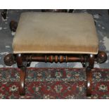 A mid Victorian rosewood dressing stool on X frame turned stretcher