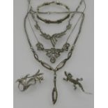 A collection of three Silver and white stone necklaces, stamped 925, together with a silver and